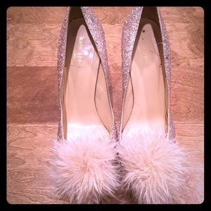 Kate spade sparkle heels with feathers